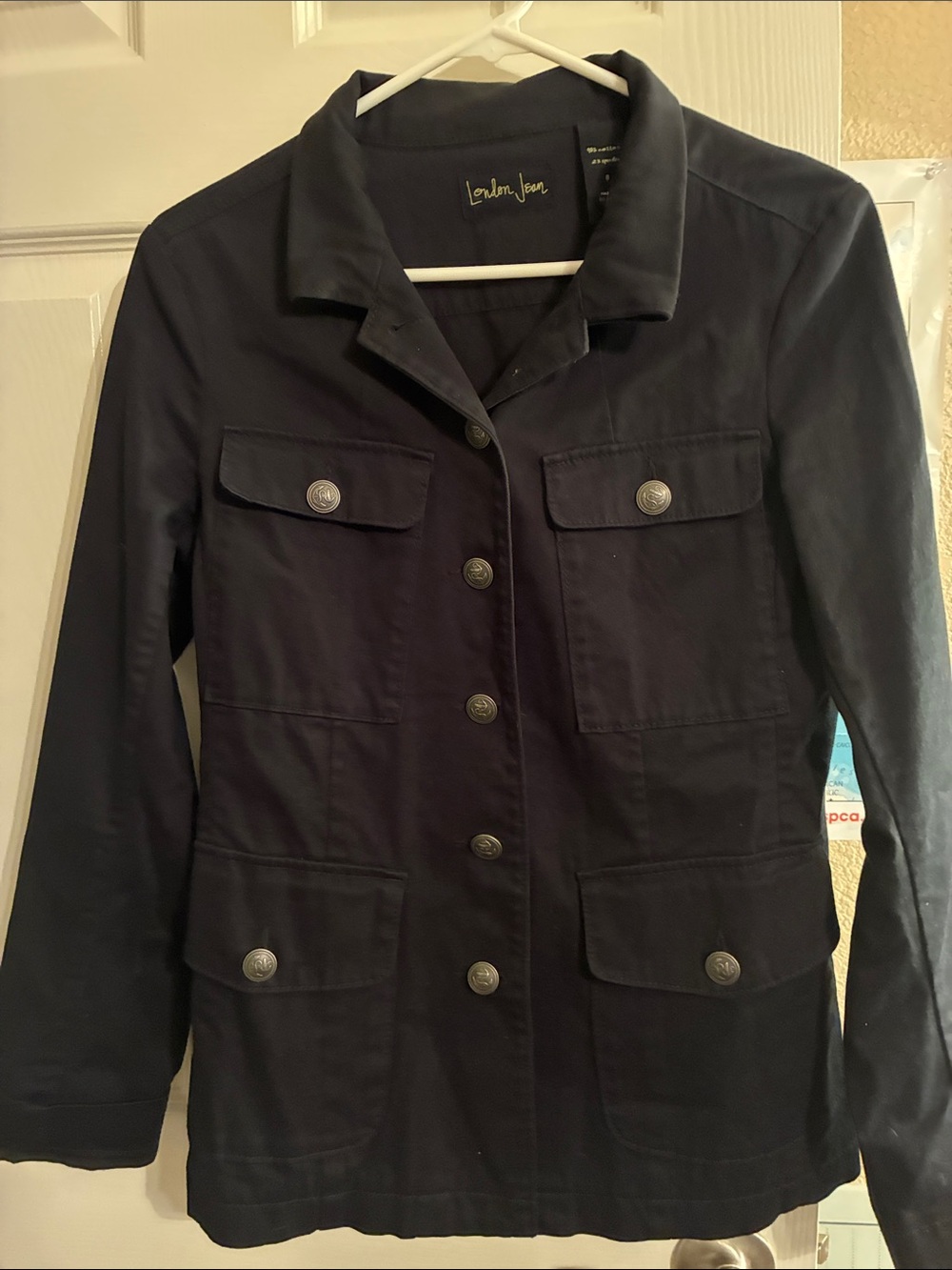 LONDONJEAN black Utility Jacket with Button Pockets